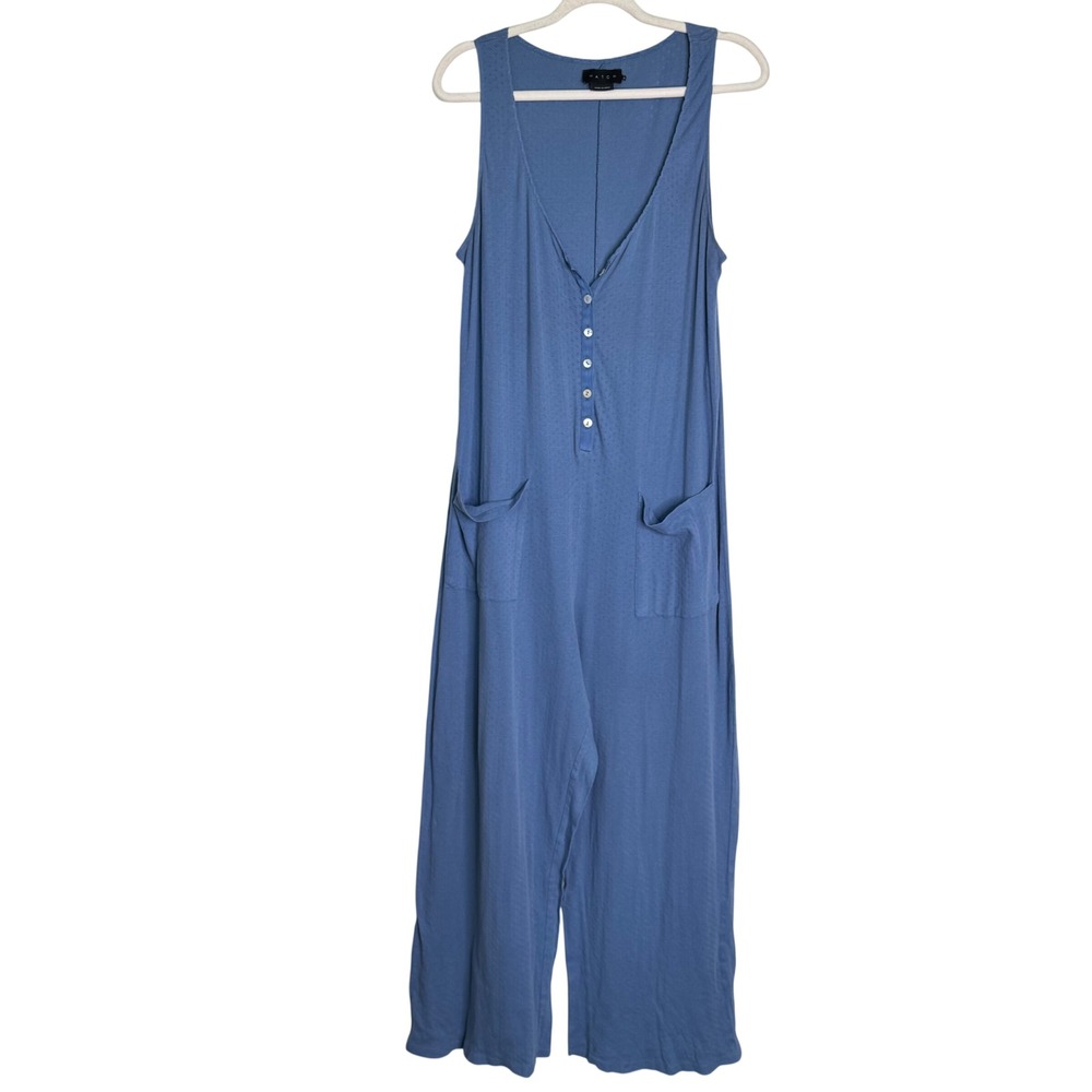 Hatch Womens Large The 24/7 Feeding Jumpsuit Blue Pointelle Knit Maternity Boho - Picture 2 of 13